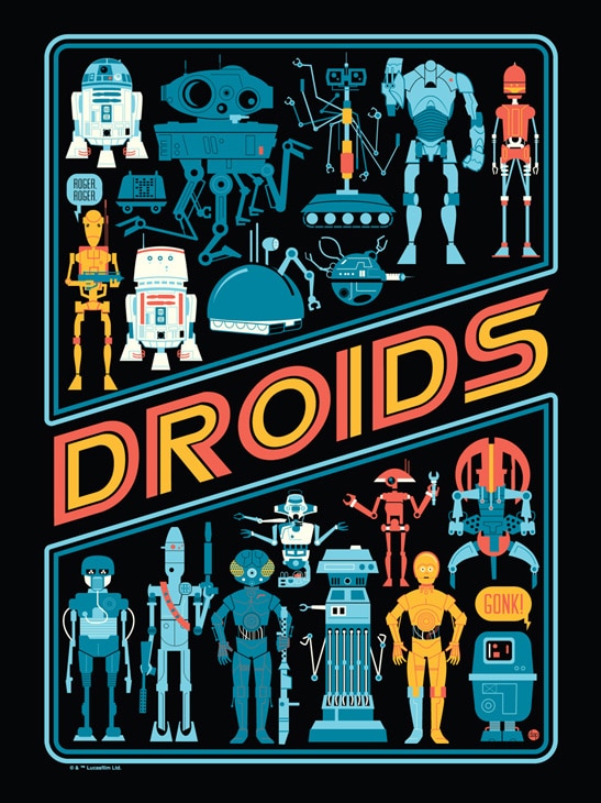 Star Wars Droids Print by Dave Perillo