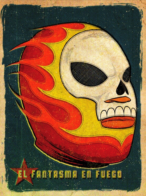 Ghost Rider Lucha Libre Mask Super Hero Print