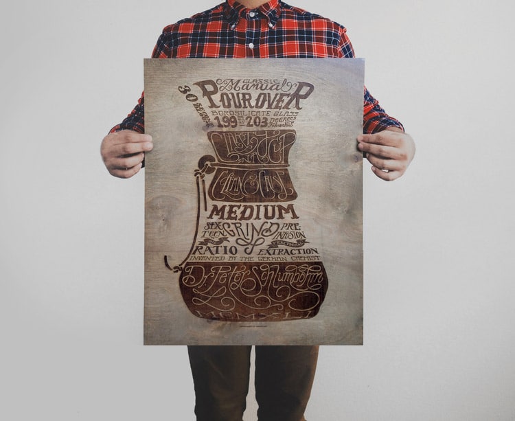 Pour Over Coffee Print Wood Variant