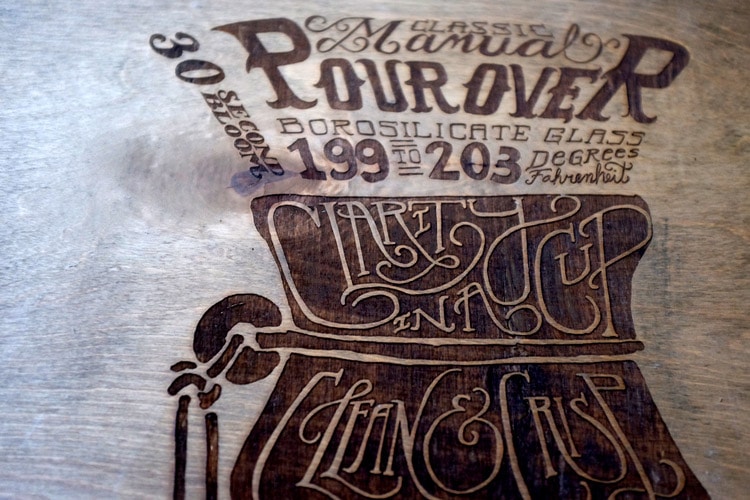 Pour Over Coffee Print Wood Detail 1