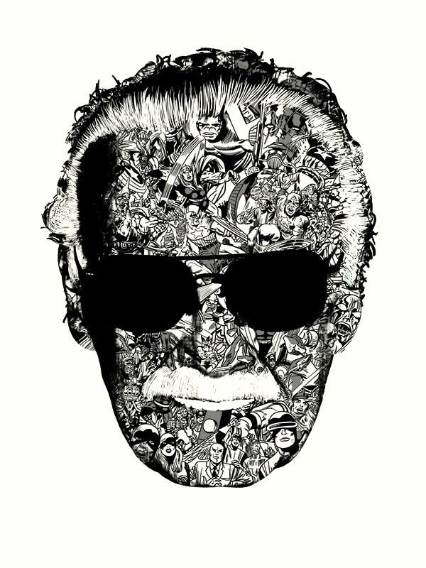 Stan Lee Man of Many Faces BW Print by Raid71