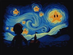 Mario Brothers Starry Night Print