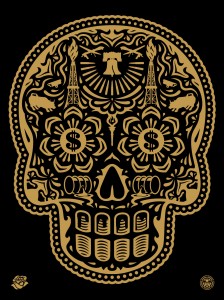 Power & Glory Day of the Dead Skull Print Gold