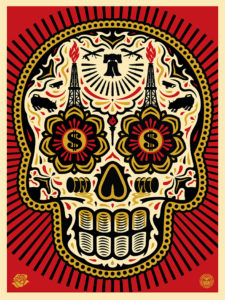 Power & Glory Day of the Dead Skull Print Red